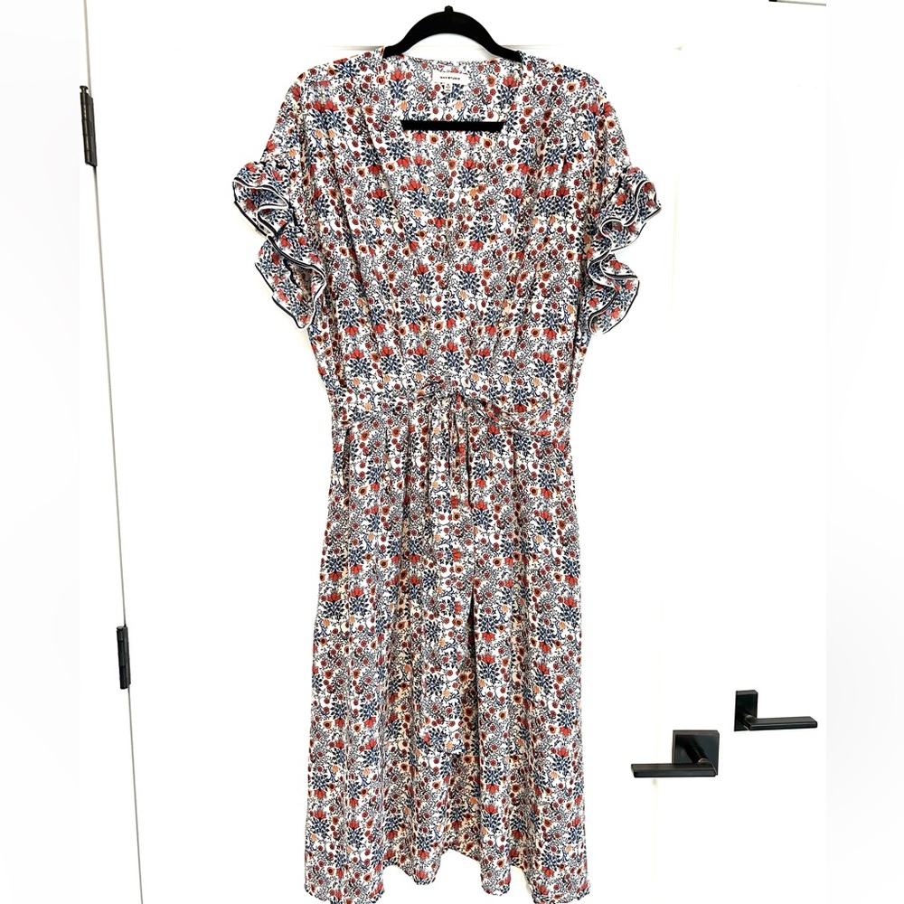 Max Studio XL Floral Front Tie Midi Dress